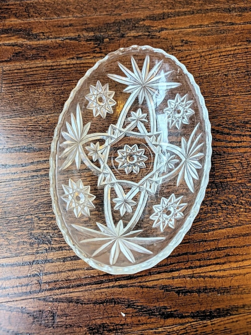 Anchor Hocking Star of David Glassware Oval Relish Tray serving dish 60's